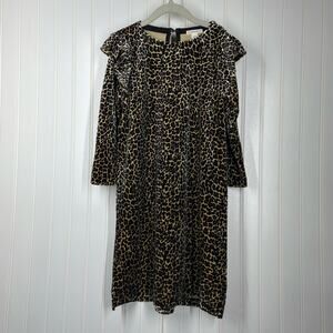 Crewcuts Girl Tan & Black Long Sleeve Leopard Print Dress Size 8